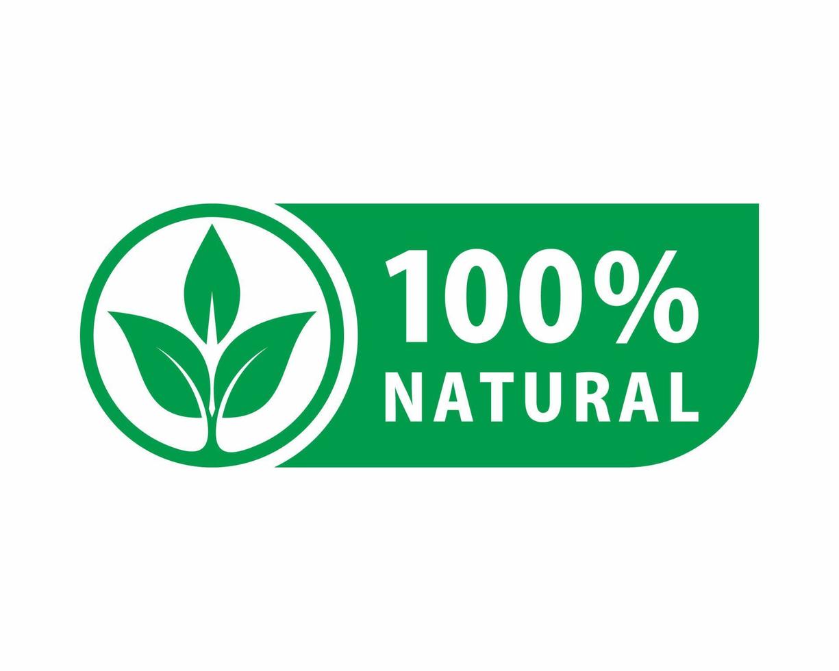 vector de insignia de etiqueta adhesiva 100 por ciento natural, vector 100 por ciento orgánico, vector de sello 100 por ciento natural