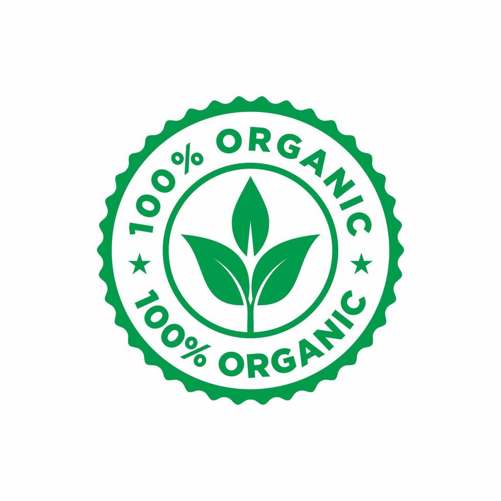 100 percent organic label sticker badge Vector