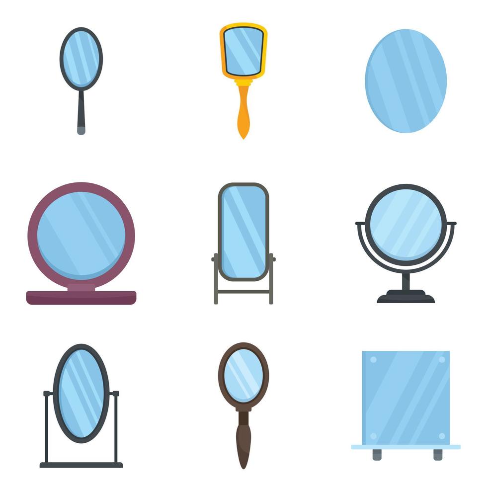 conjunto de iconos de espejo vector plano aislado