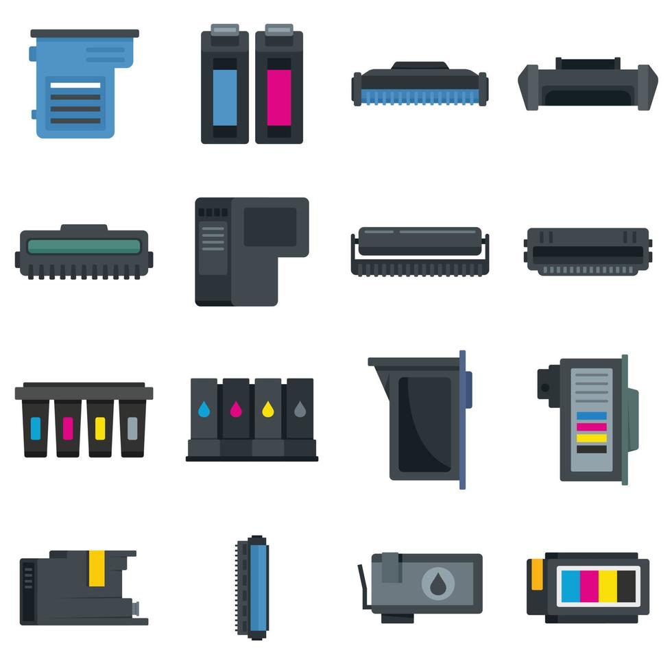 conjunto de iconos de cartucho vector plano aislado