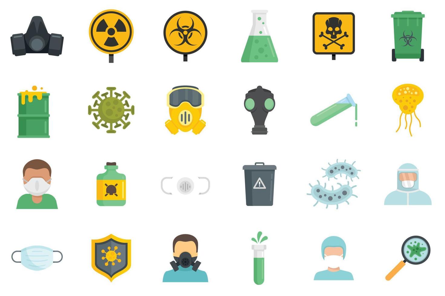 Biohazard icons set flat vector isolated