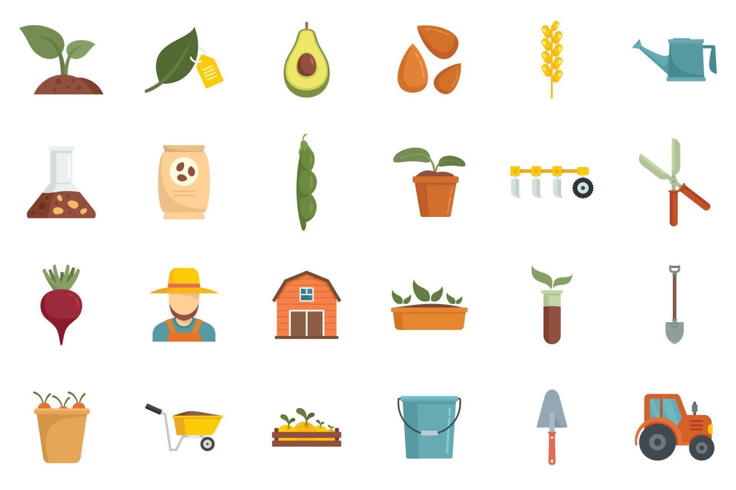 conjunto de iconos agrónomos vector plano aislado