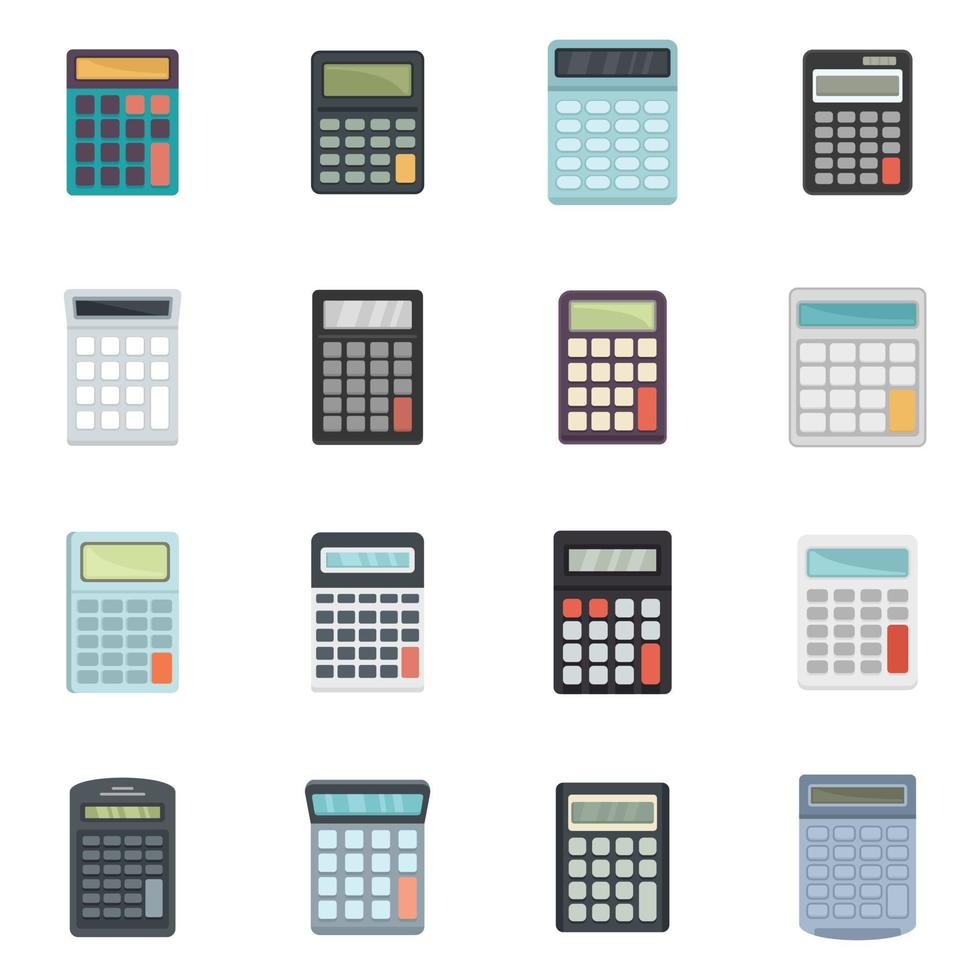 conjunto de iconos de calculadora vector plano aislado