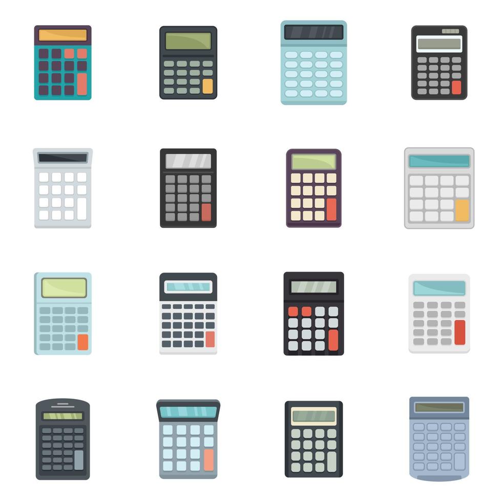 Calculator icons set flat vector isolated