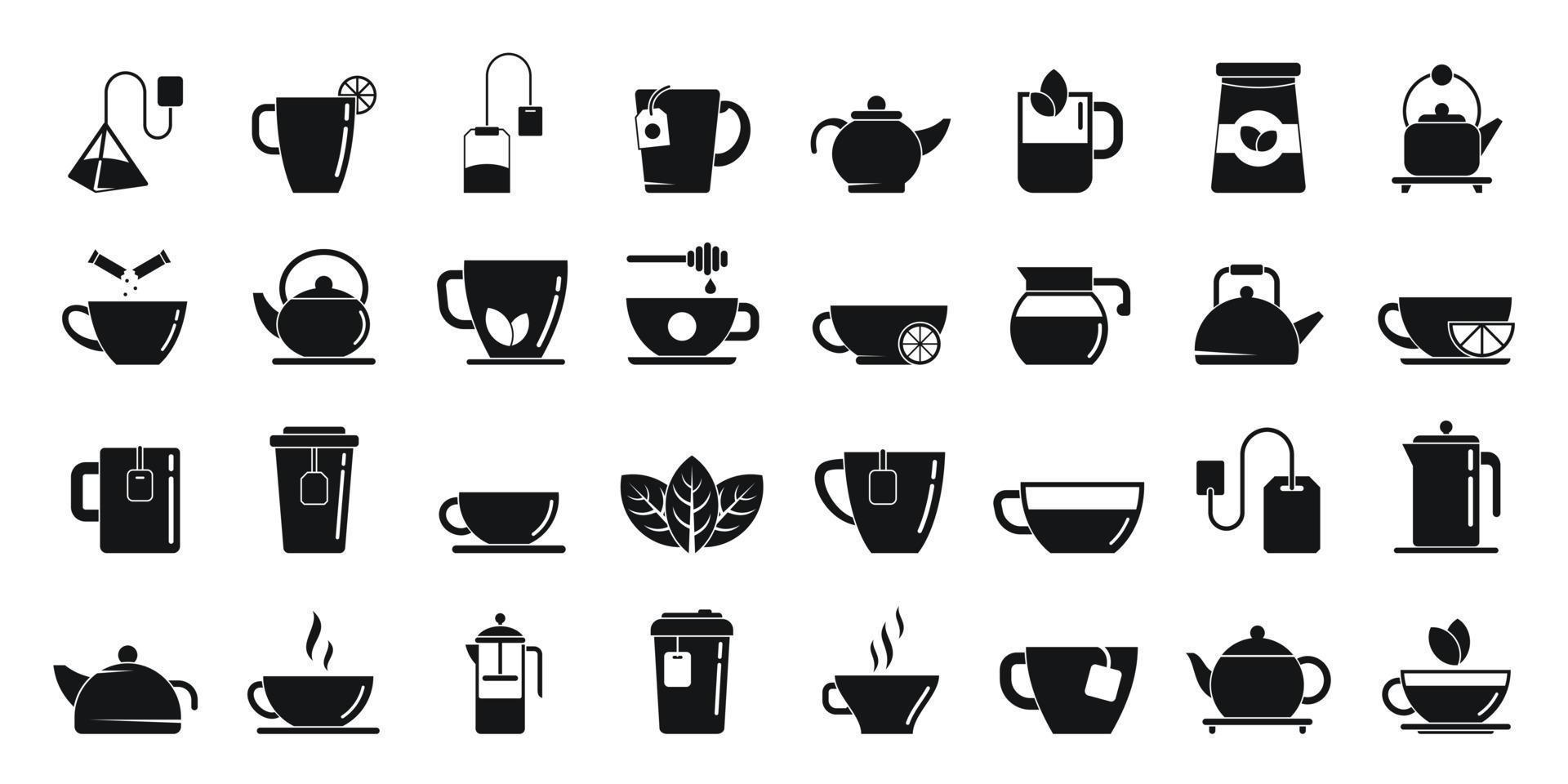 Tea icons set simple vector. Beverage drink vector