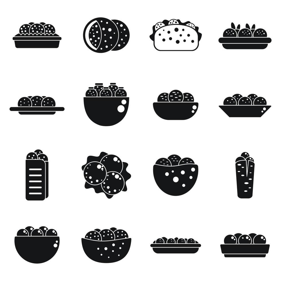 Falafel icons set simple vector. Pita food vector