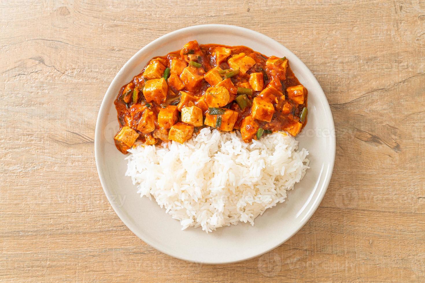 Mapo Tofu - The traditional Sichuan dish of silken tofu and ground beef, packed with mala flavor from chili oil and Sichuan peppercorns. photo