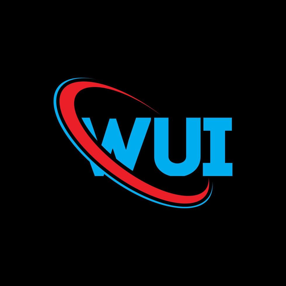 logotipo de wui. letra wui. diseño del logotipo de la letra wui. logotipo de wui de las iniciales vinculado con un círculo y un logotipo de monograma en mayúsculas. tipografía wui para tecnología, negocios y marca inmobiliaria. vector