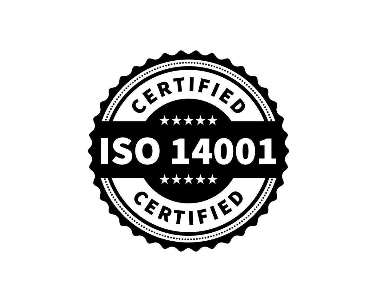 insignia certificada iso 14001, icono. sello de certificación. vector de diseño plano. ilustración de stock vectorial