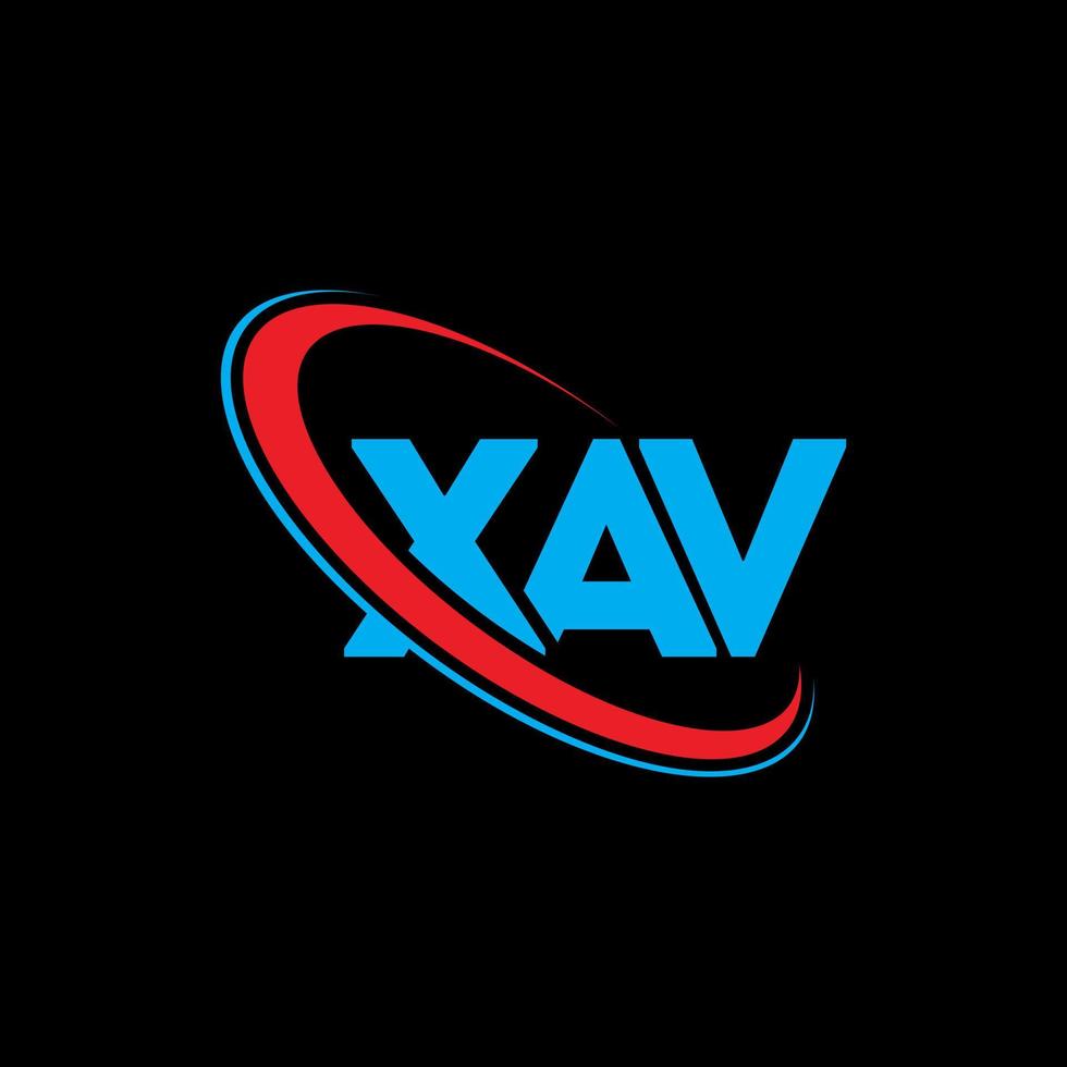 XAV logo. XAV letter. XAV letter logo design. Initials XAV logo linked with circle and uppercase monogram logo. XAV typography for technology, business and real estate brand. vector
