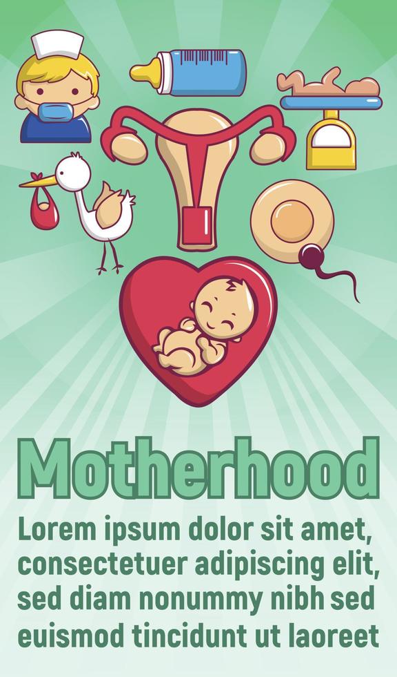 Motherhood concept banner, cartoon style vector