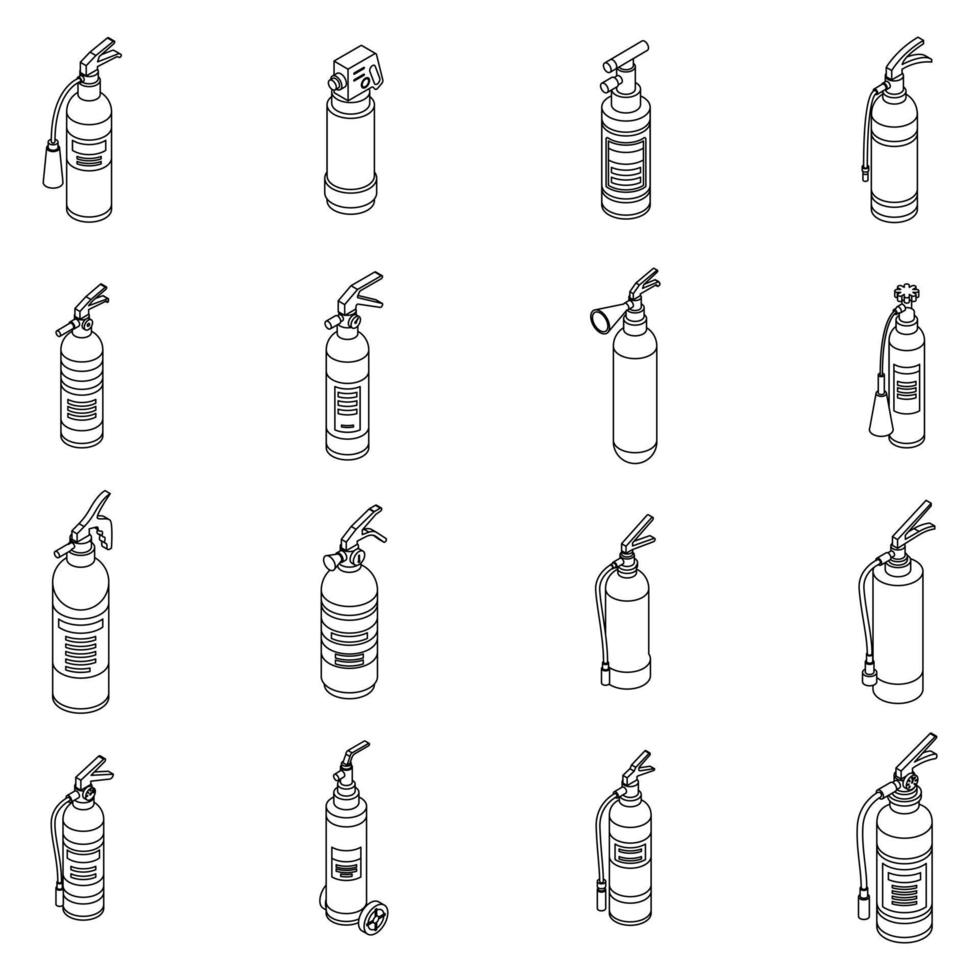 Fire extinguisher icons set vector outine