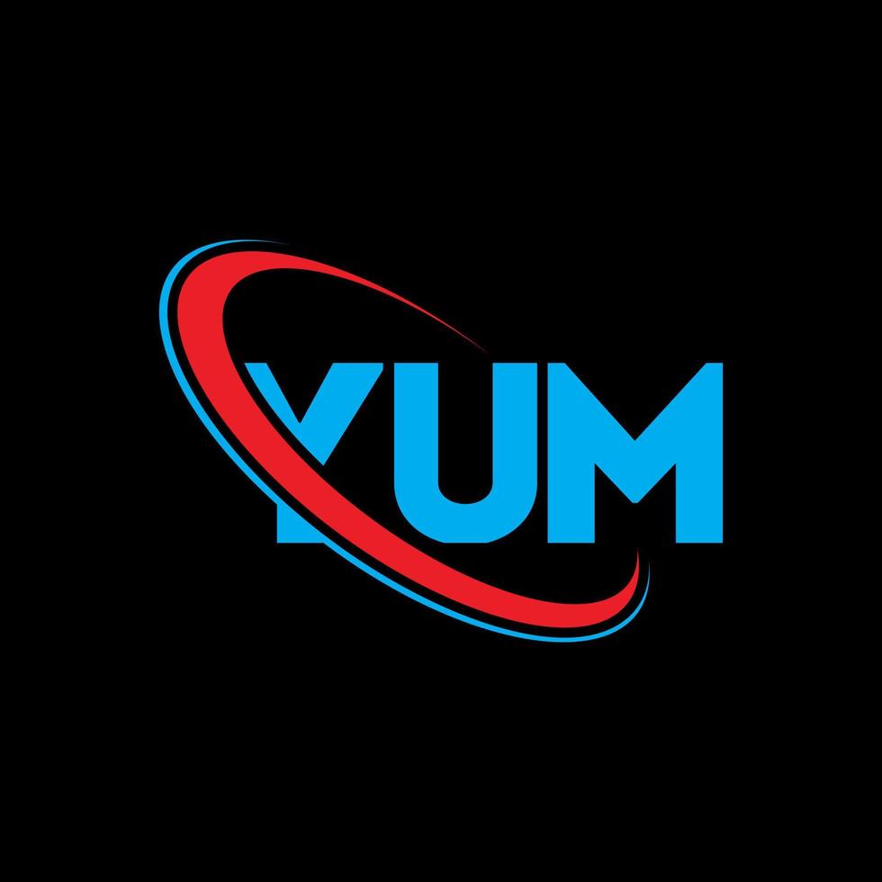 YUM logo. YUM letter. YUM letter logo design. Initials YUM logo linked with circle and uppercase monogram logo. YUM typography for technology, business and real estate brand. vector