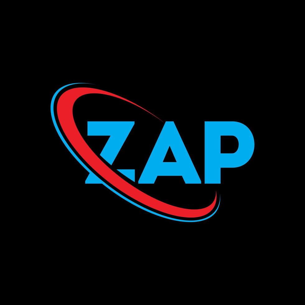 logotipo de zap. carta de zapa. diseño del logotipo de la letra zap. logotipo de zap de iniciales vinculado con círculo y logotipo de monograma en mayúsculas. tipografía zap para tecnología, negocios y marca inmobiliaria. vector