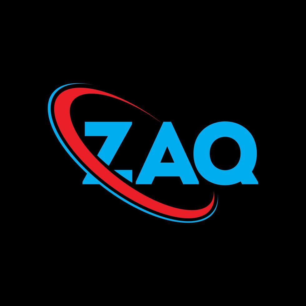 ZAQ logo. ZAQ letter. ZAQ letter logo design. Initials ZAQ logo linked with circle and uppercase monogram logo. ZAQ typography for technology, business and real estate brand. vector