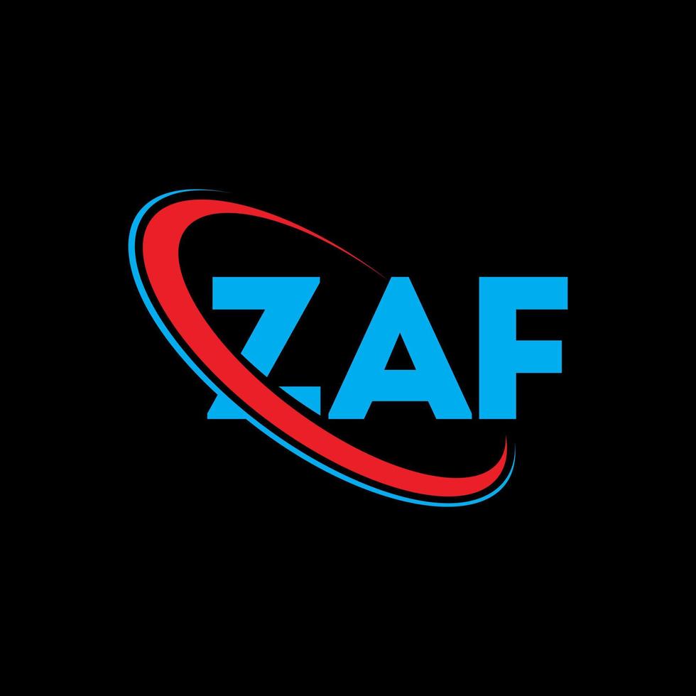 ZAF logo. ZAF letter. ZAF letter logo design. Initials ZAF logo linked with circle and uppercase monogram logo. ZAF typography for technology, business and real estate brand. vector