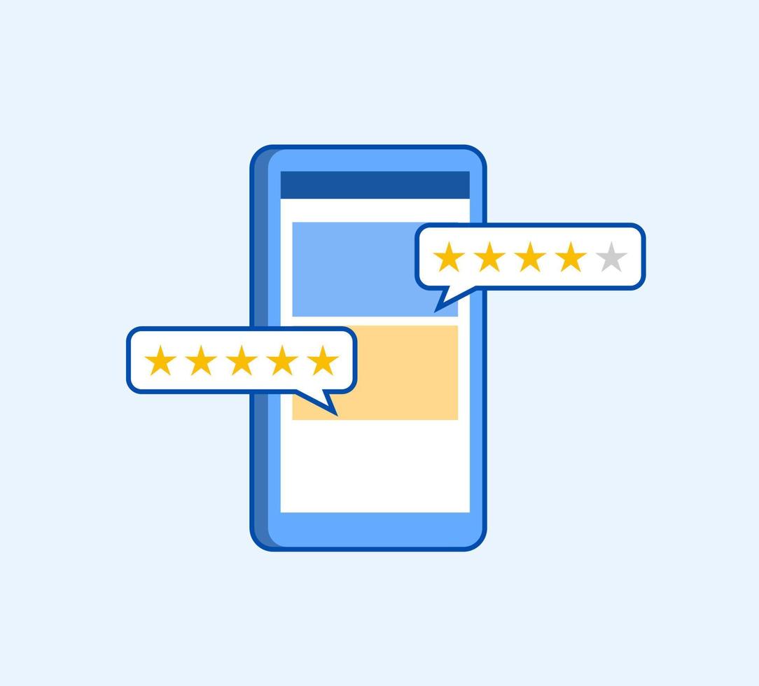 Rating Star on Mobile App Review Marketplace or Game Flat Vector Illustration