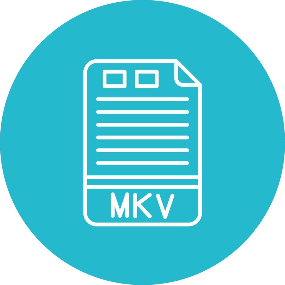 icono de fondo de círculo de línea mkv vector