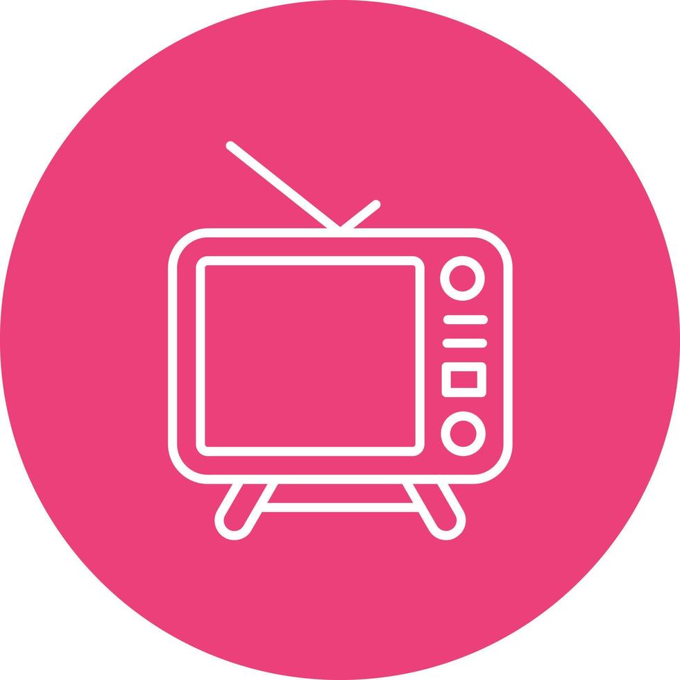 Television Line Circle Background Icon vector