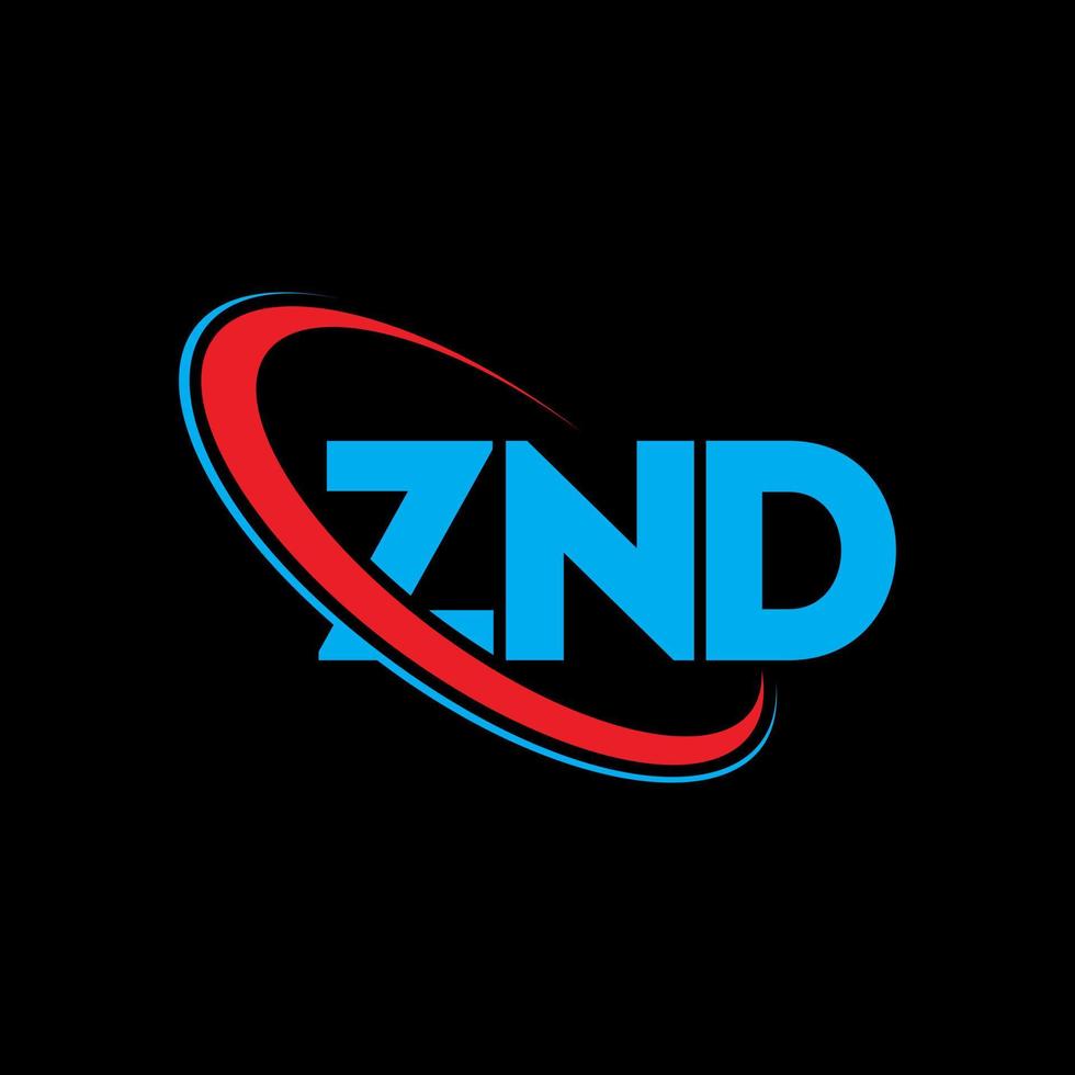 logotipo de ZND. letra znd. diseño del logotipo de la letra znd. iniciales znd logotipo vinculado con círculo y logotipo de monograma en mayúsculas. tipografía znd para tecnología, negocios y marca inmobiliaria. vector