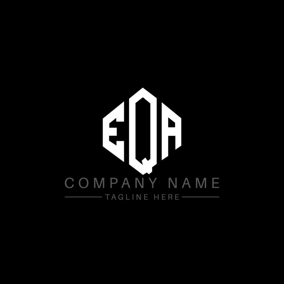 EQA letter logo design with polygon shape. EQA polygon and cube shape logo design. EQA hexagon vector logo template white and black colors. EQA monogram, business and real estate logo.