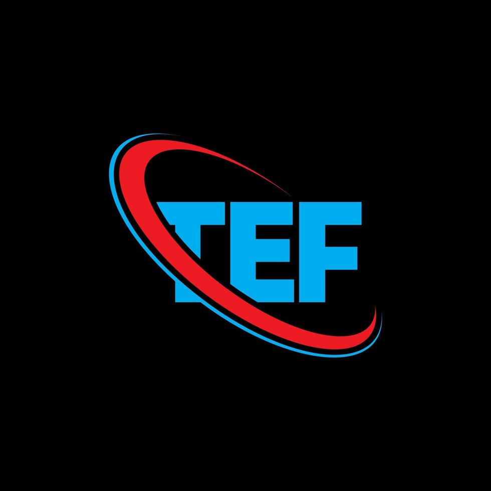 logotipo de tef. letra tef. diseño del logotipo de la letra tef. logotipo de iniciales tef vinculado con círculo y logotipo de monograma en mayúsculas. tipografía tef para tecnología, negocios y marca inmobiliaria. vector