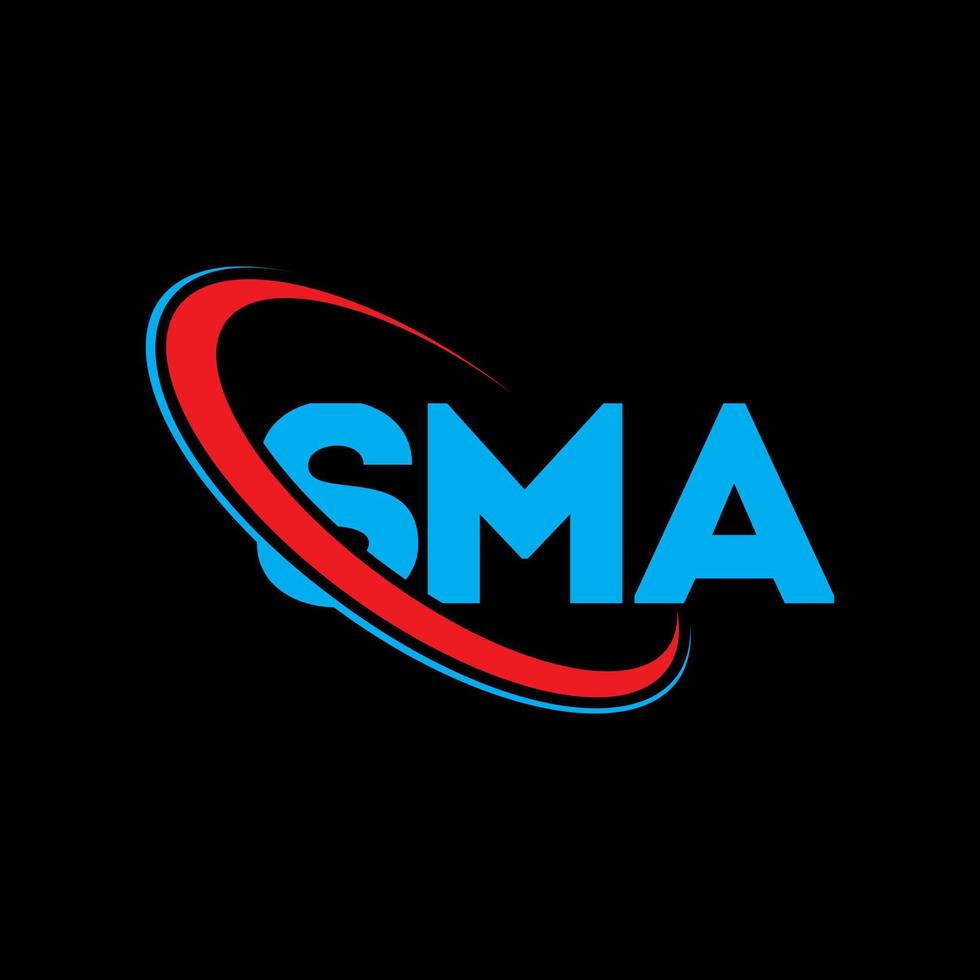 logotipo de SMA. letra sma. diseño de logotipo de letra sma. logotipo de iniciales sma vinculado con círculo y logotipo de monograma en mayúsculas. tipografía sma para tecnología, negocios y marca inmobiliaria. vector