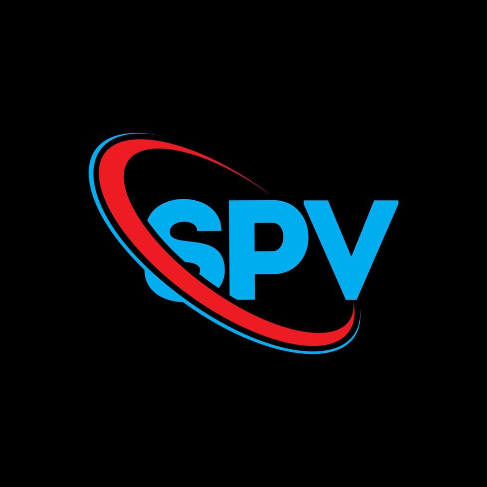 logotipo de spv. carta spv. diseño del logotipo de la letra spv. logotipo de iniciales spv vinculado con círculo y logotipo de monograma en mayúsculas. tipografía spv para tecnología, negocios y marca inmobiliaria. vector