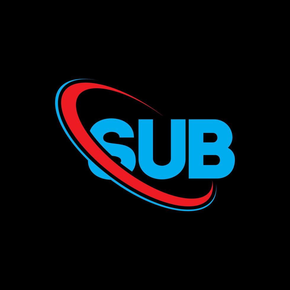 SUB logo. SUB letter. SUB letter logo design. Initials SUB logo linked with circle and uppercase monogram logo. SUB typography for technology, business and real estate brand. vector