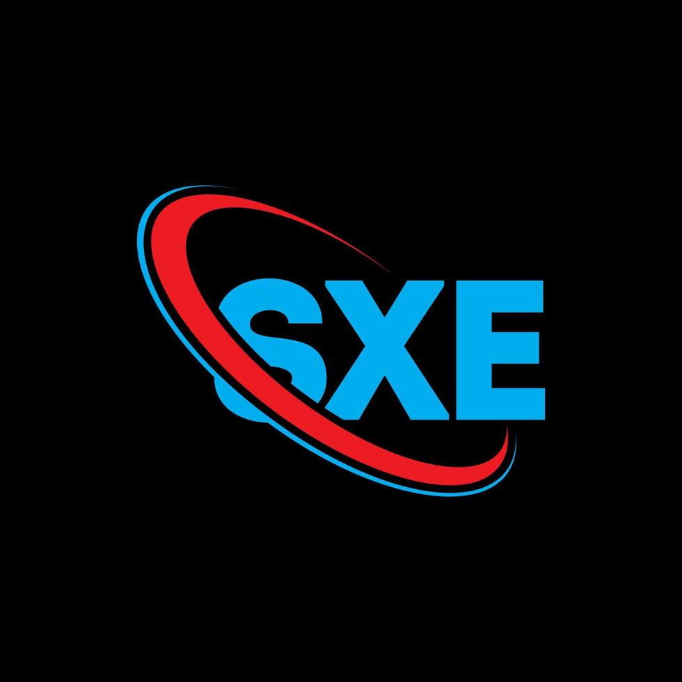 logotipo de sxe. sxe carta. diseño del logotipo de la letra sxe. logotipo de iniciales sxe vinculado con círculo y logotipo de monograma en mayúsculas. tipografía sxe para tecnología, negocios y marca inmobiliaria. vector