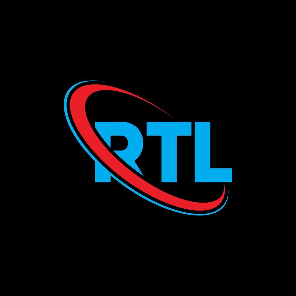 logotipo de RTL. letra rtl. diseño de logotipo de letra rtl. logotipo de iniciales rtl vinculado con círculo y logotipo de monograma en mayúsculas. Tipografía rtl para tecnología, negocios y marca inmobiliaria. vector