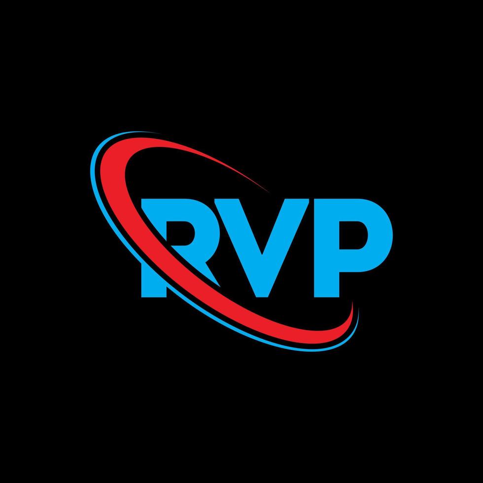 logotipo de RVP. carta de rvp. diseño del logotipo de la letra rvp. logotipo de iniciales rvp vinculado con círculo y logotipo de monograma en mayúsculas. tipografía rvp para tecnología, negocios y marca inmobiliaria. vector