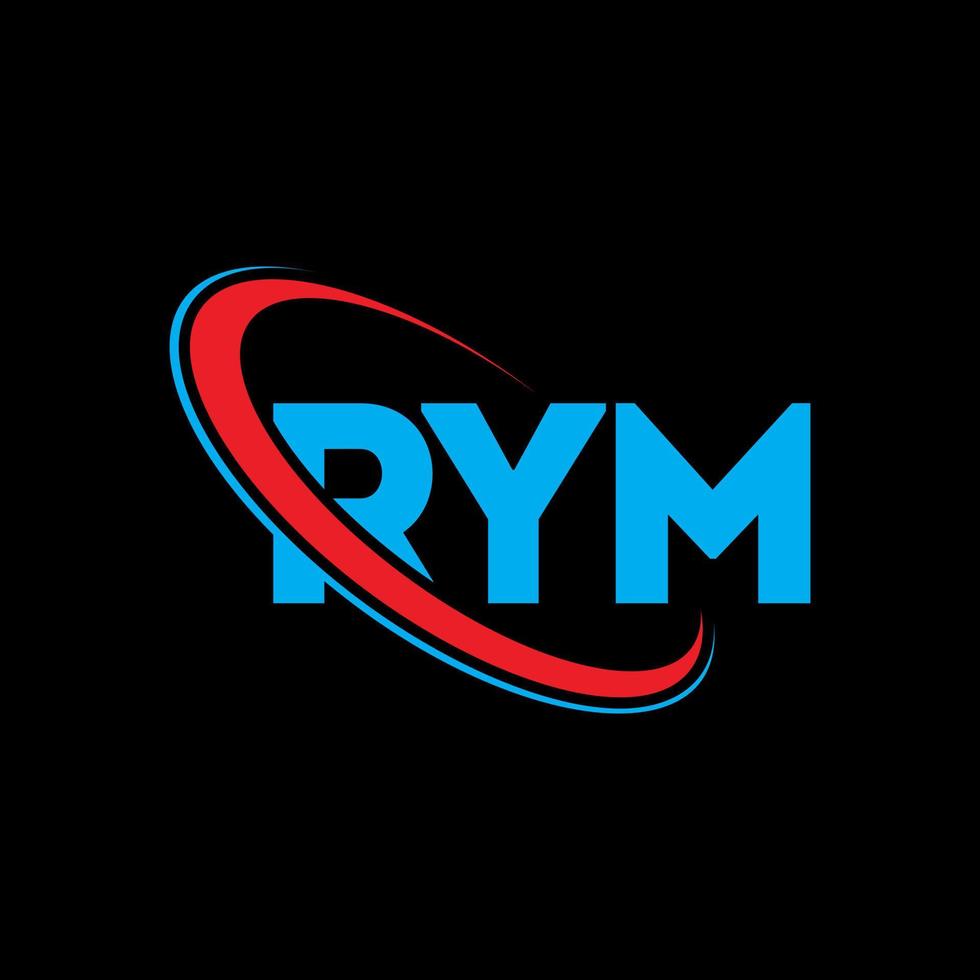 logotipo de rym. letra rima. diseño del logotipo de la letra rym. logotipo de rym de iniciales vinculado con un círculo y un logotipo de monograma en mayúsculas. tipografía rym para tecnología, negocios y marca inmobiliaria. vector