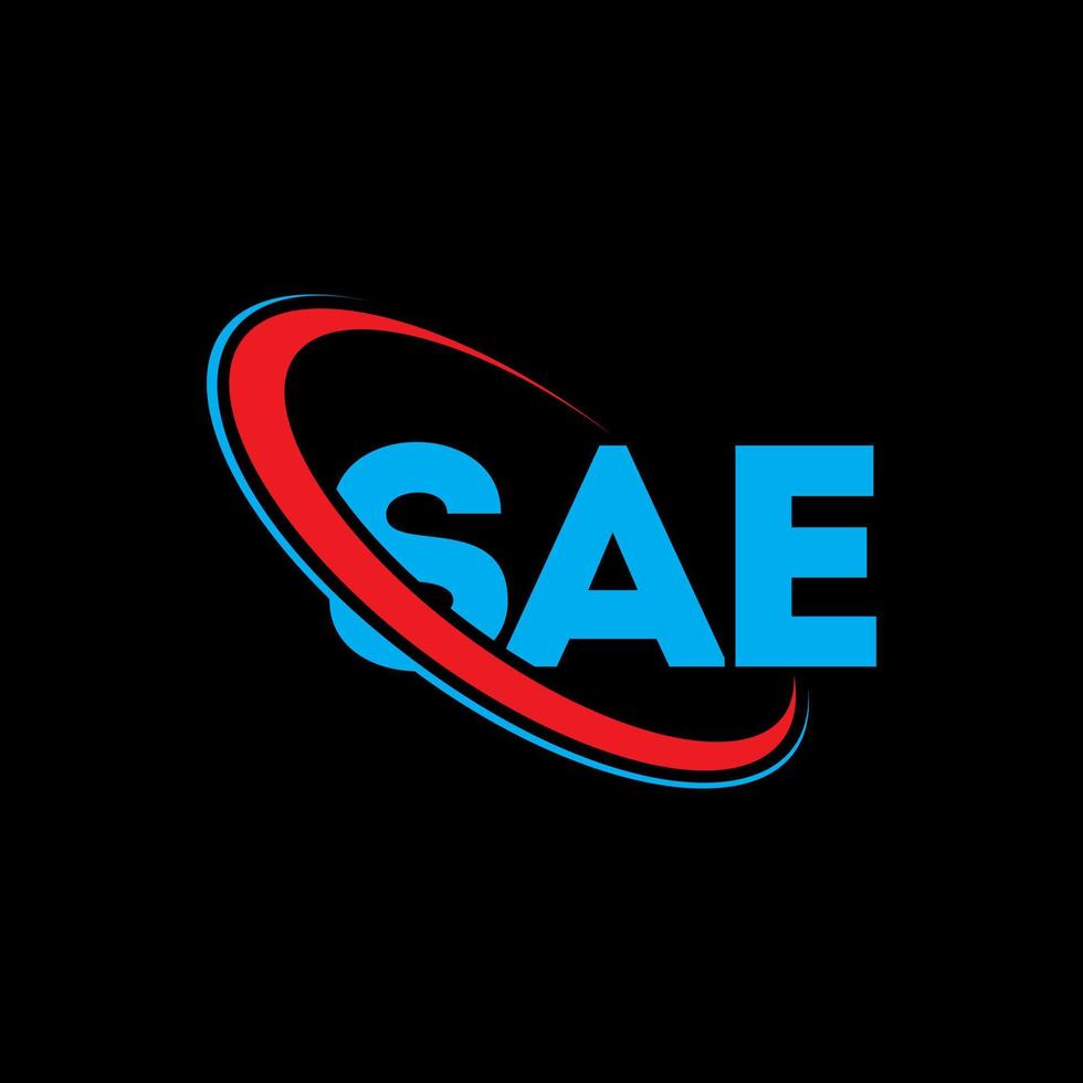 logotipo de sae. sae carta. diseño del logotipo de la letra sae. logotipo de las iniciales sae vinculado con un círculo y un logotipo de monograma en mayúsculas. tipografía sae para tecnología, negocios y marca inmobiliaria. vector