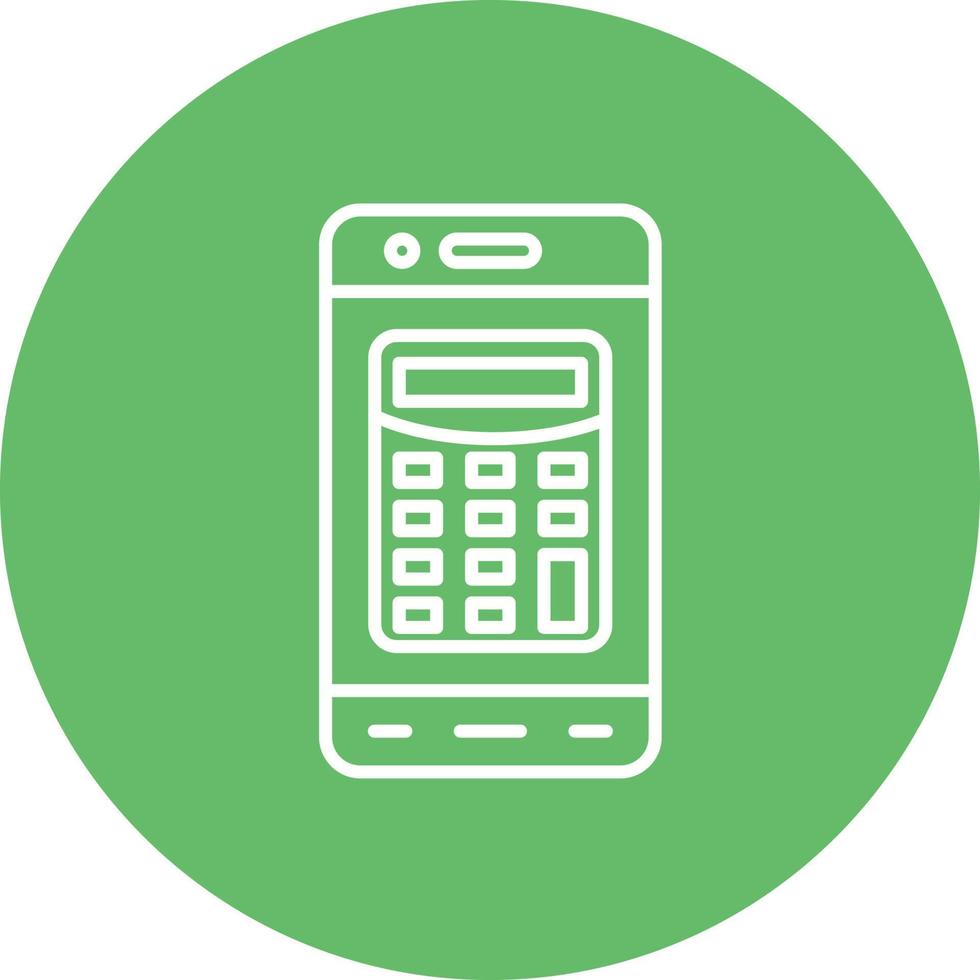 Mobile Calculator Line Circle Background Icon vector