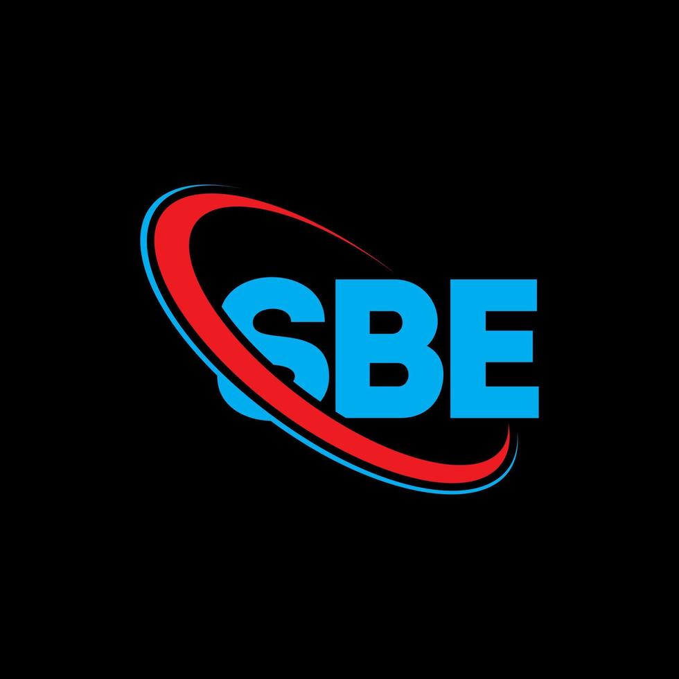 logotipo de sbe. carta sbe. diseño del logotipo de la letra sbe. logotipo de las iniciales sbe vinculado con un círculo y un logotipo de monograma en mayúsculas. tipografía sbe para tecnología, negocios y marca inmobiliaria. vector