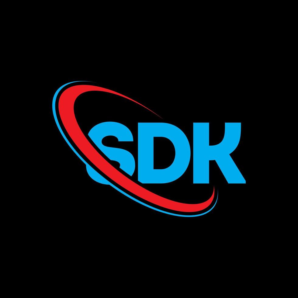 logotipo SDK. carta sdk. diseño del logotipo de la letra sdk. logotipo de iniciales sdk vinculado con círculo y logotipo de monograma en mayúsculas. tipografía sdk para tecnología, negocios y marca inmobiliaria. vector