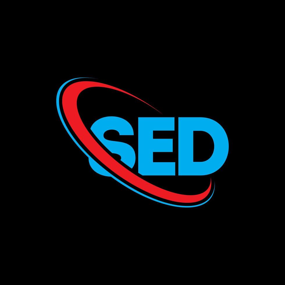 SED logo. SED letter. SED letter logo design. Initials SED logo linked with circle and uppercase monogram logo. SED typography for technology, business and real estate brand. vector