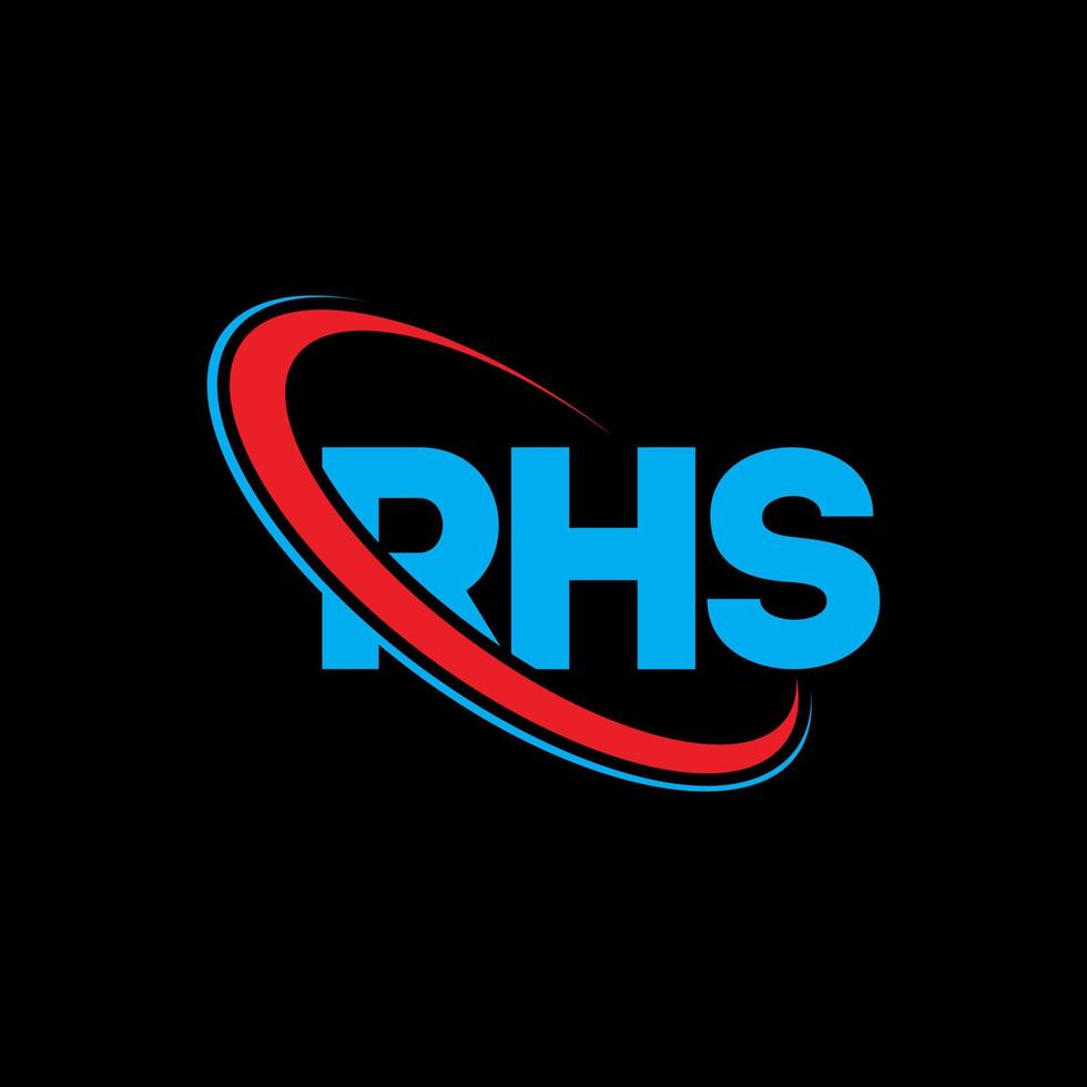 logotipo de rhs. letra rs. diseño del logotipo de la letra rhs. logotipo de iniciales rhs vinculado con círculo y logotipo de monograma en mayúsculas. tipografía rhs para tecnología, negocios y marca inmobiliaria. vector