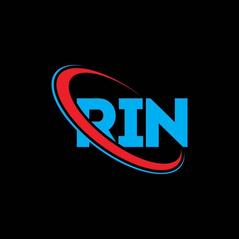 logotipo de Rin. letra rin. diseño del logotipo de la letra rin. iniciales del logotipo de rin vinculado con el círculo y el logotipo del monograma en mayúsculas. tipografía rin para tecnología, negocios y marca inmobiliaria. vector