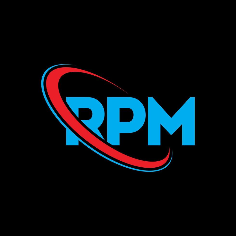 logotipo de RPM letra rpm diseño del logotipo de la letra rpm. logotipo de rpm iniciales vinculado con círculo y logotipo de monograma en mayúsculas. tipografía rpm para tecnología, negocios y marca inmobiliaria. vector