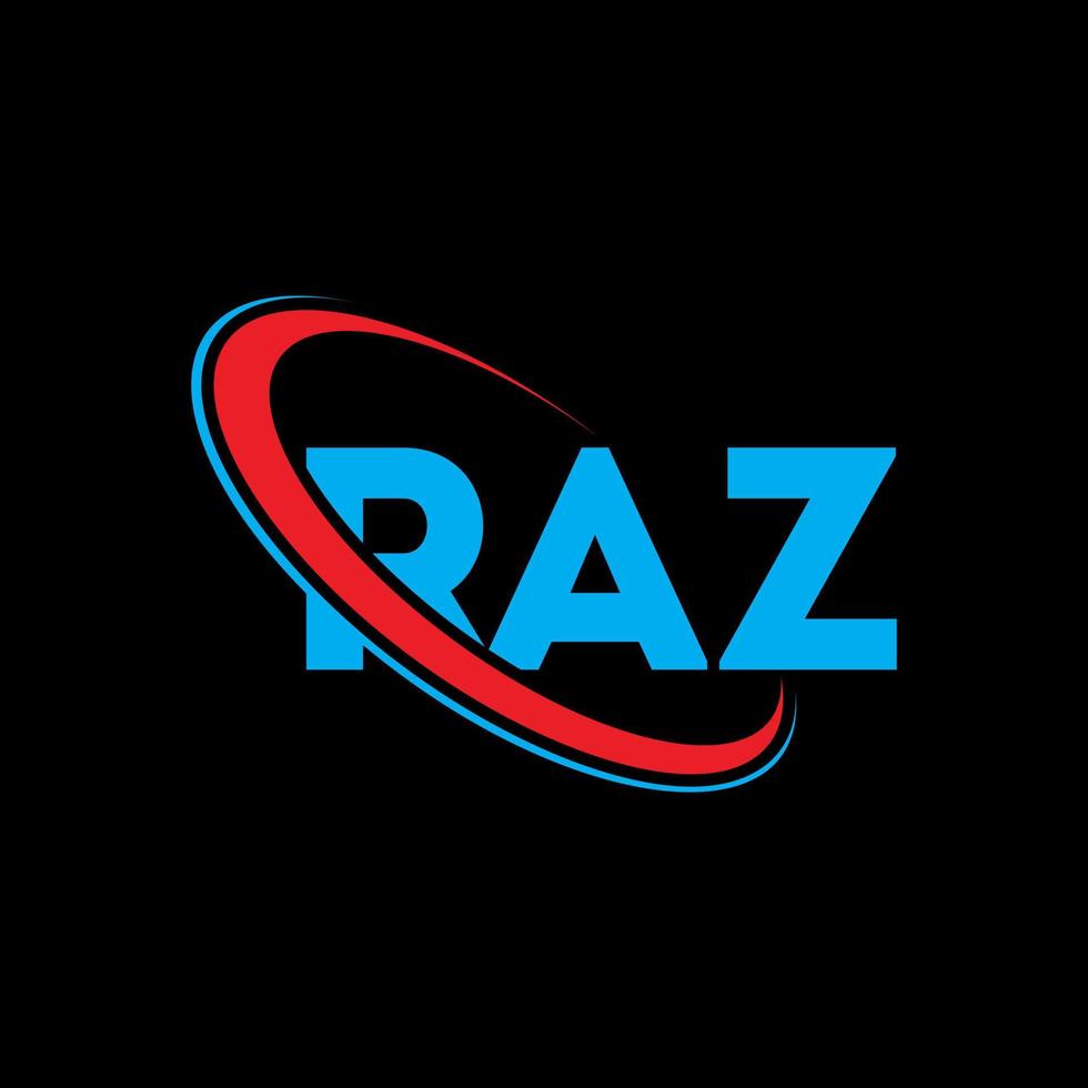 logotipo de raz. letra raz. diseño del logotipo de la letra raz. logotipo de iniciales raz vinculado con círculo y logotipo de monograma en mayúsculas. tipografía raz para tecnología, negocios y marca inmobiliaria. vector