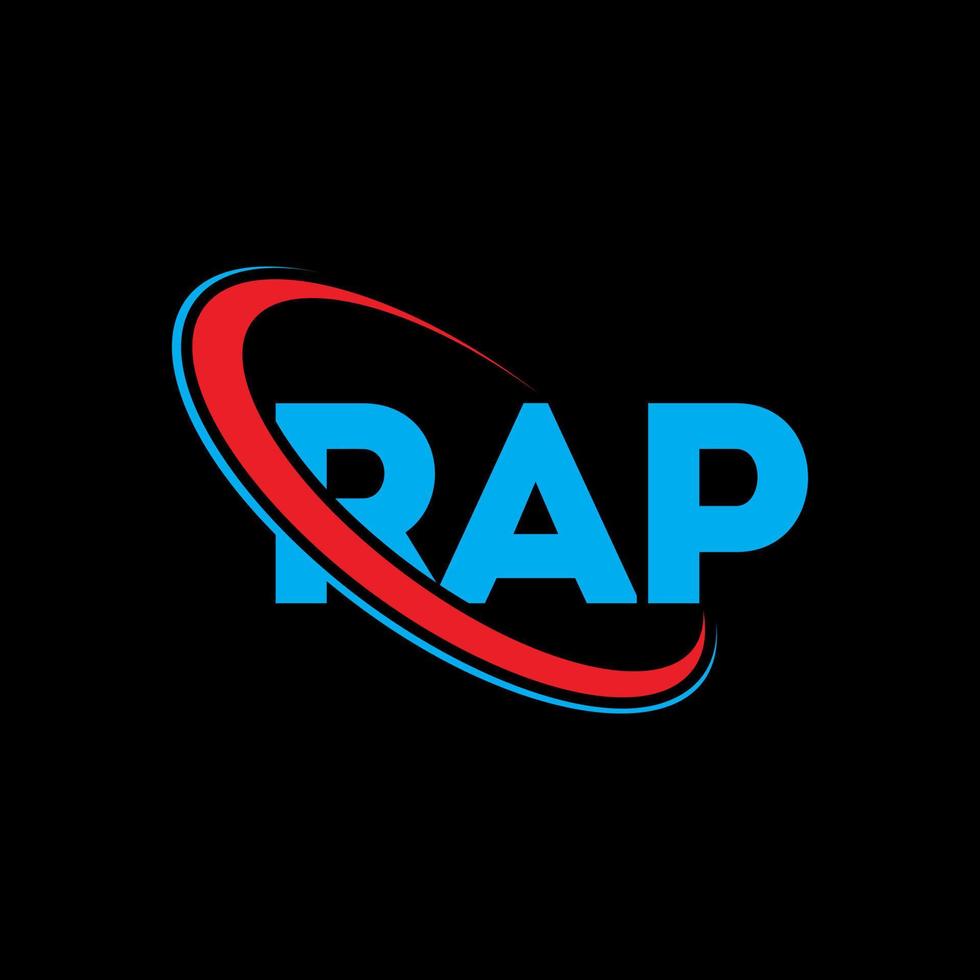 logotipo de rap letra de rap diseño de logotipo de letra de rap. logotipo de rap de iniciales vinculado con círculo y logotipo de monograma en mayúsculas. tipografía de rap para tecnología, negocios y marca inmobiliaria. vector