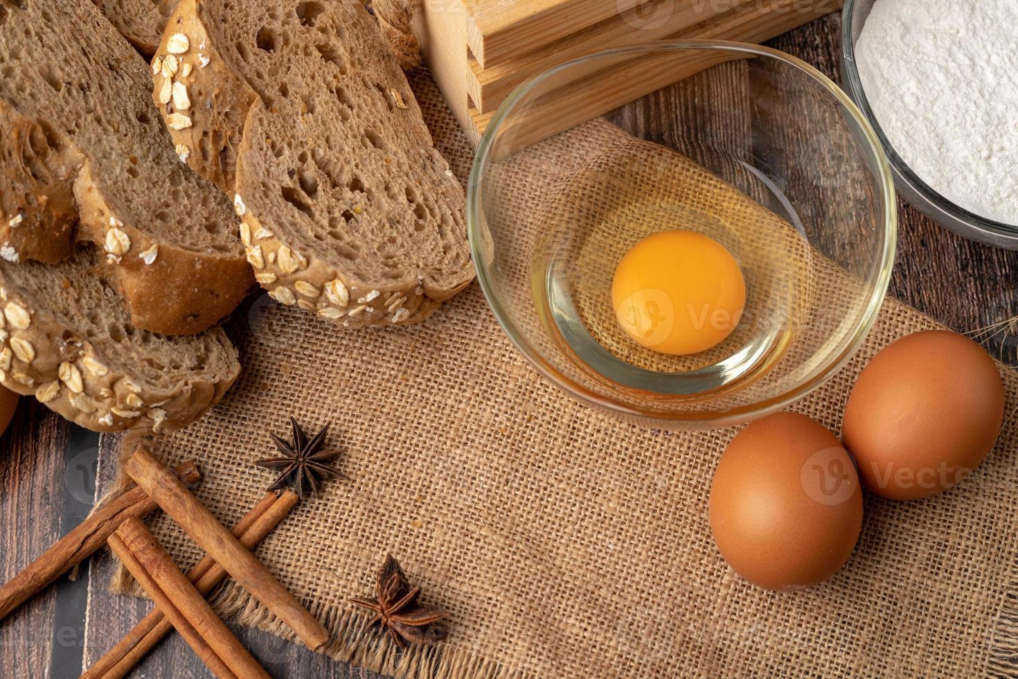 Eggs for make bakery on the sack photo