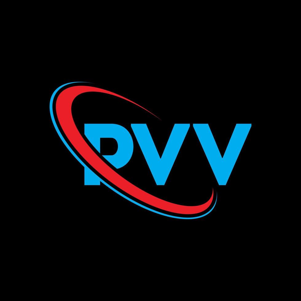 logotipo de vv carta pvv. diseño del logotipo de la letra pvv. logotipo de iniciales pvv vinculado con círculo y logotipo de monograma en mayúsculas. tipografía pvv para tecnología, negocios y marca inmobiliaria. vector