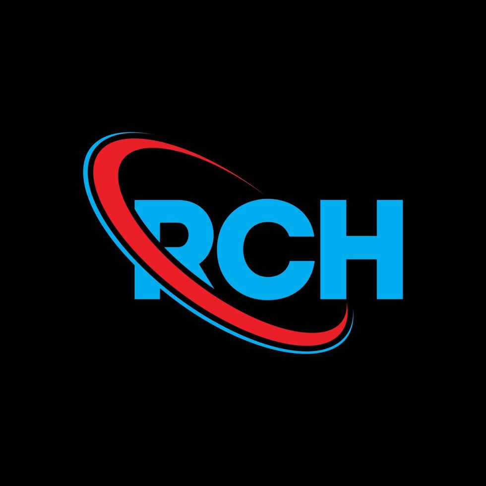 logotipo de rch. carta rch. diseño del logotipo de la letra rch. logotipo de las iniciales rch vinculado con un círculo y un logotipo de monograma en mayúsculas. tipografía rch para tecnología, negocios y marca inmobiliaria. vector