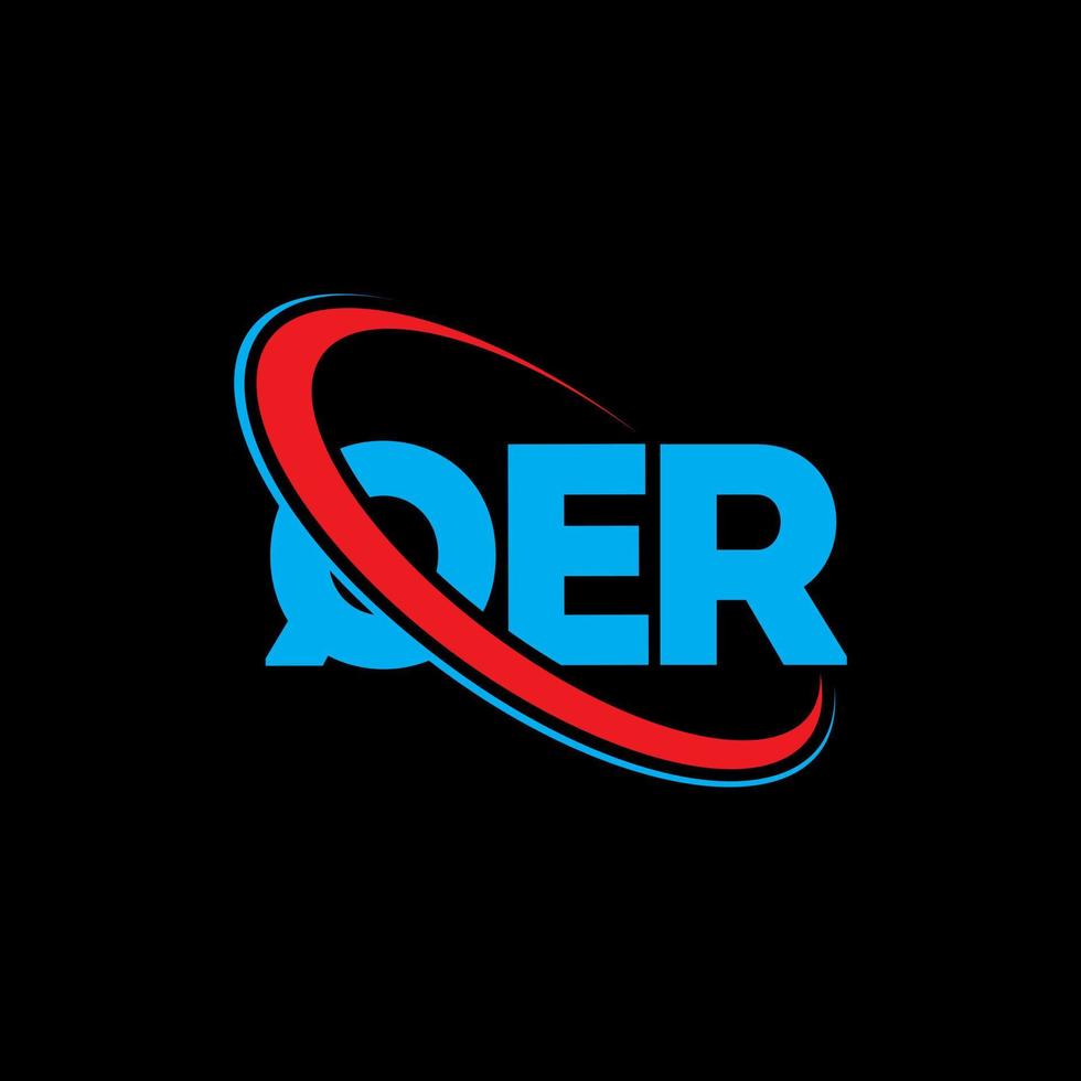 logotipo qer. qer letra. diseño del logotipo de la letra qer. logotipo qer de iniciales vinculado con círculo y logotipo de monograma en mayúsculas. tipografía qer para tecnología, negocios y marca inmobiliaria. vector