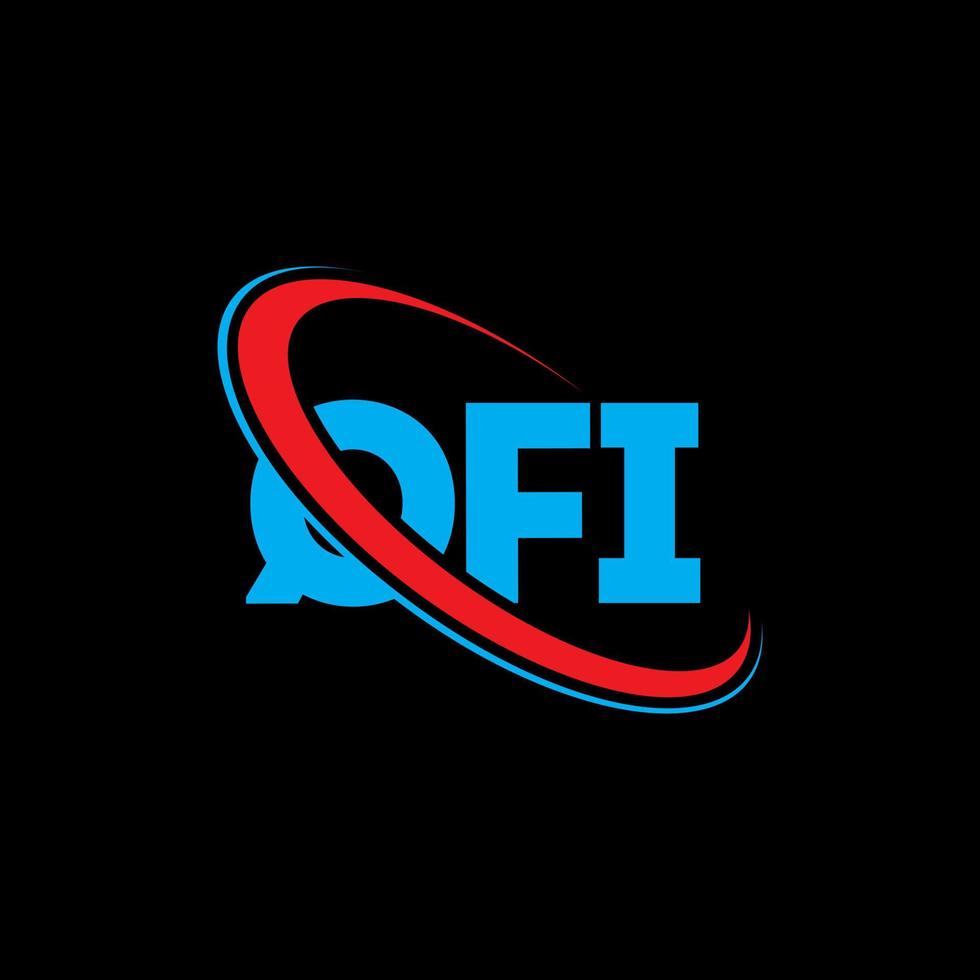 logotipo qfi. qfi carta. diseño del logotipo de la letra qfi. logotipo qfi de iniciales vinculado con círculo y logotipo de monograma en mayúsculas. tipografía qfi para tecnología, negocios y marca inmobiliaria. vector