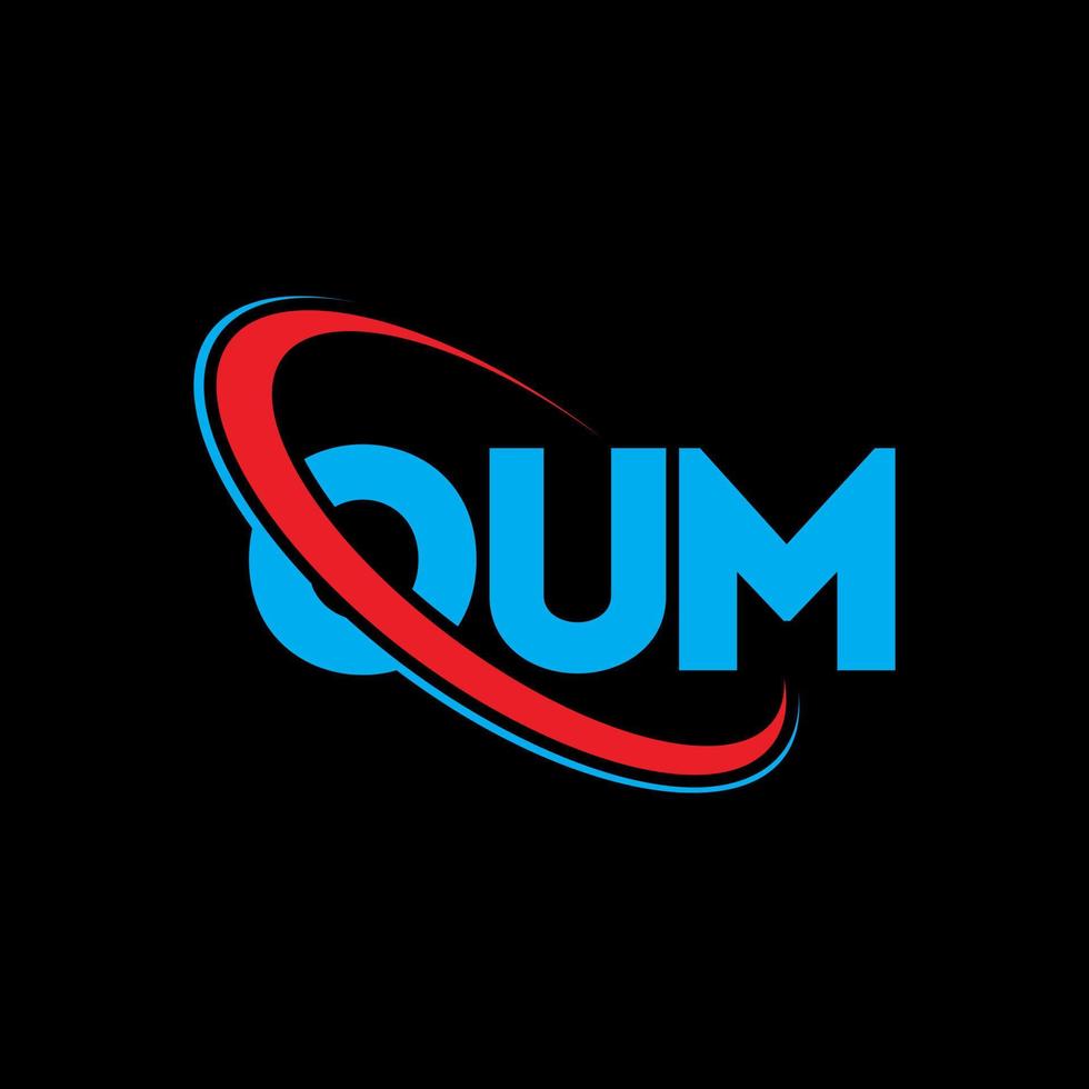 logotipo de oum. oum carta. diseño del logotipo de la letra oum. logotipo de iniciales oum vinculado con círculo y logotipo de monograma en mayúsculas. oum tipografía para tecnología, negocios y marca inmobiliaria. vector