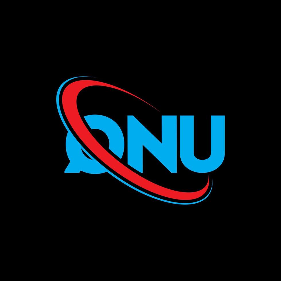 logotipo qnu. carta qnu. diseño del logotipo de la letra qnu. iniciales del logotipo qnu vinculado con el círculo y el logotipo del monograma en mayúsculas. qnu tipografía para tecnología, negocios y marca inmobiliaria. vector